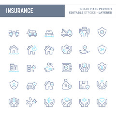 Business & Personal Insurance Minimal Vector Icon Set (EPS 10)