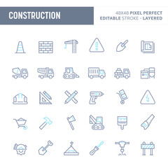Building Construction Minimal Vector Icon Set (EPS 10)