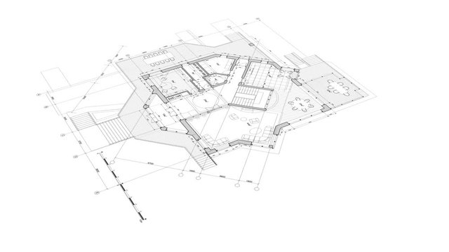 Architecture design: blueprint plan - vector illustration of a plan modern residential building / technology, industry, business concept illustration: real estate, building, construction, architecture