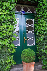 Fototapeta na wymiar Grüne Haustür / Green Entry Door