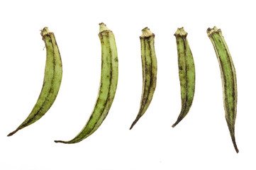 Okra on White Background