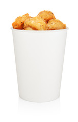 Fried Mushrooms bucket isolated