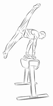 illustration of gymnast on the pommel horse, vector draw