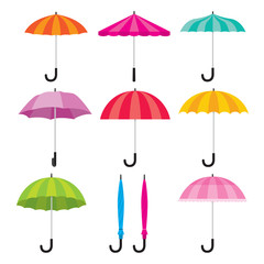 Umbrella Objects Icons Set, Colorful