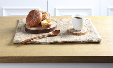 Breakfast prepared with delicious breads and prepared meal