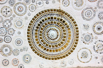 colorful mosaic crafts on the wall