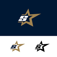 Letter S logo template with Star design element. Vector illustration. Corporate branding identity