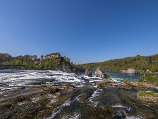 Fototapeta na wymiar Rhine Falls with Laufen and Woerth Castle, at Schaffhausen, Canton of Schaffhausen, Switzerland, Europe
