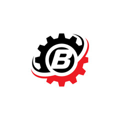 Letter B Gear Logo Design Template