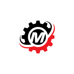 Letter M Gear Logo Design Template