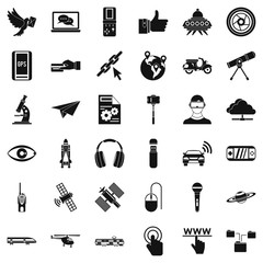 Internet technology icons set. Simple style of 36 internet technology vector icons for web isolated on white background