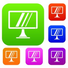 Computer monitor set icon in different colors isolated vector illustration. Premium collection