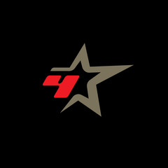 Number 4 logo template with Star design element.