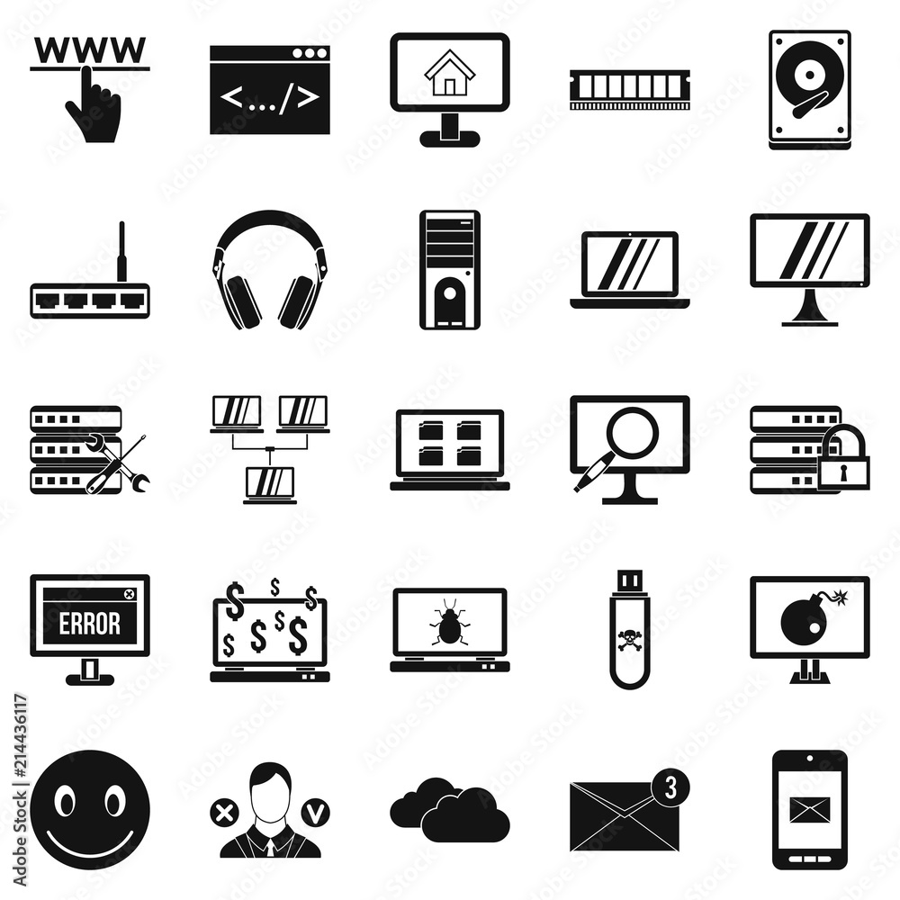 Poster internet icons set. simple set of 25 internet vector icons for web isolated on white background