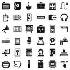 Work briefcase icons set. Simple style of 36 work briefcase vector icons for web isolated on white background