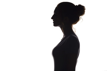 silhouette of a woman on a white isolated background,