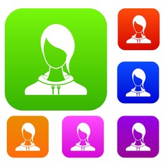 Woman set icon in different colors isolated vector illustration. Premium collection