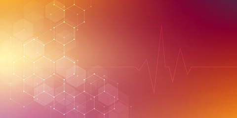 Abstract science and technology concept from hexagonal elements. Polygonal geometric design with hexagons pattern. Hi-tech digital background.