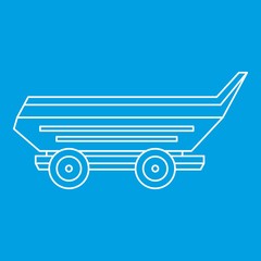 Car trailer icon blue outline style isolated vector illustration. Thin line sign