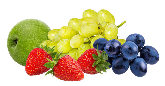 Strawberry,apple And Grapes Isolated On White Background