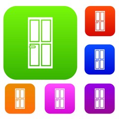 Closed wooden door set icon in different colors isolated vector illustration. Premium collection