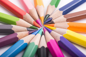 Fototapeta premium Color pencils isolated on white background. Close-up