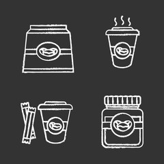 Coffee chalk icons set
