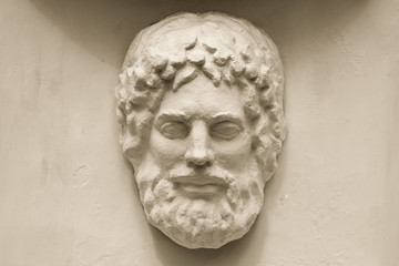 gypsum head on a white wall