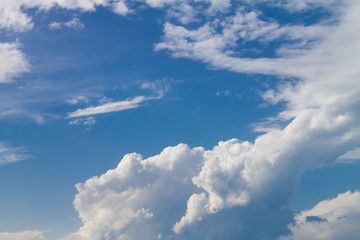 Fototapeta na wymiar Summer blue sky with white clouds after rain