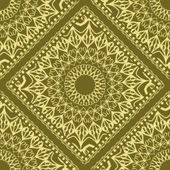 pattern with floral mandala, decorative border. seamless design for print fabric. Ornamental Vector Background.
