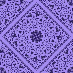 Design of a Scarf with a Geometric Flower Pattern of Mandala. Vector illustration. Seamless. For Print Bandana, Shawl, Carpet