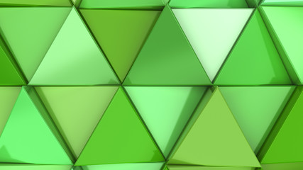 Fototapeta na wymiar Pattern of green triangle prisms