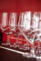 Abstract empty of wine glasses, color background