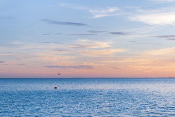 Obraz premium Beautiful summer sunset with clouds over the sea