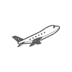 Airplane icon in grunge texture. Vintage style vector illustration.