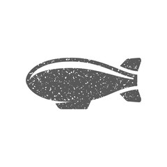 Airship icon in grunge texture. Vintage style vector illustration.