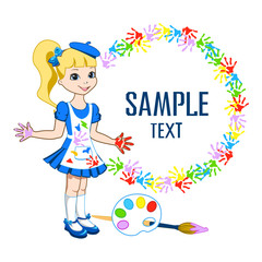 school background with little girl