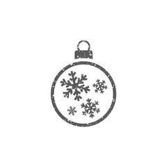 Christmas ball icon in grunge texture. Vintage style vector illustration.