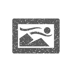 Painting frame icon in grunge texture. Vintage style vector illustration.