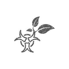 Biohazard leaves icon in grunge texture. Vintage style vector illustration.