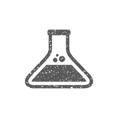 Beaker icon in grunge texture. Vintage style vector illustration.