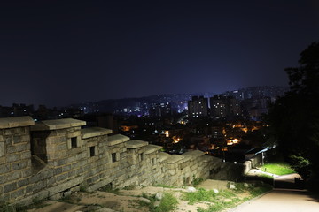 Naksan Fortress, Traditional Architecture of Korea in Seoul, South Korea.Classical architecture...