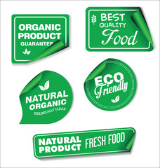Natural organic products green collection of labels and badges