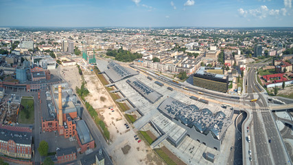 Łódź, Polska- widok na Dworzec Łódź Fabryczna