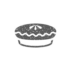 Cake icon in grunge texture. Vintage style vector illustration.