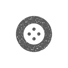 Button icon in grunge texture. Vintage style vector illustration.