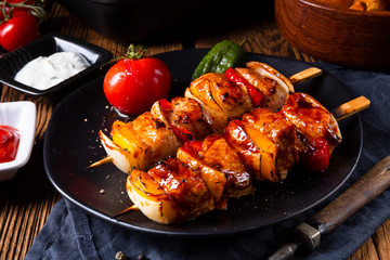original hungarian shashlik with onion and paprika