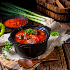 A real Hungarian goulash with beef and paprika