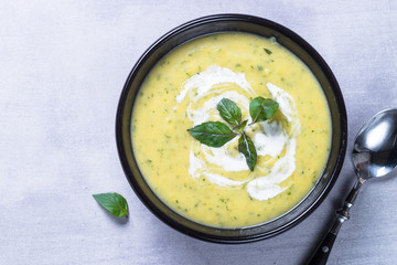 Zucchini cream soup puree. 