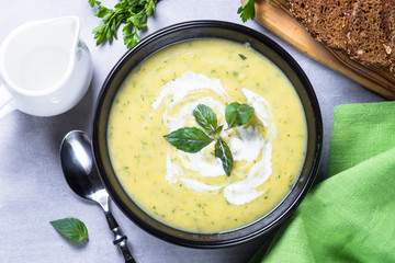 Zucchini cream soup puree. 